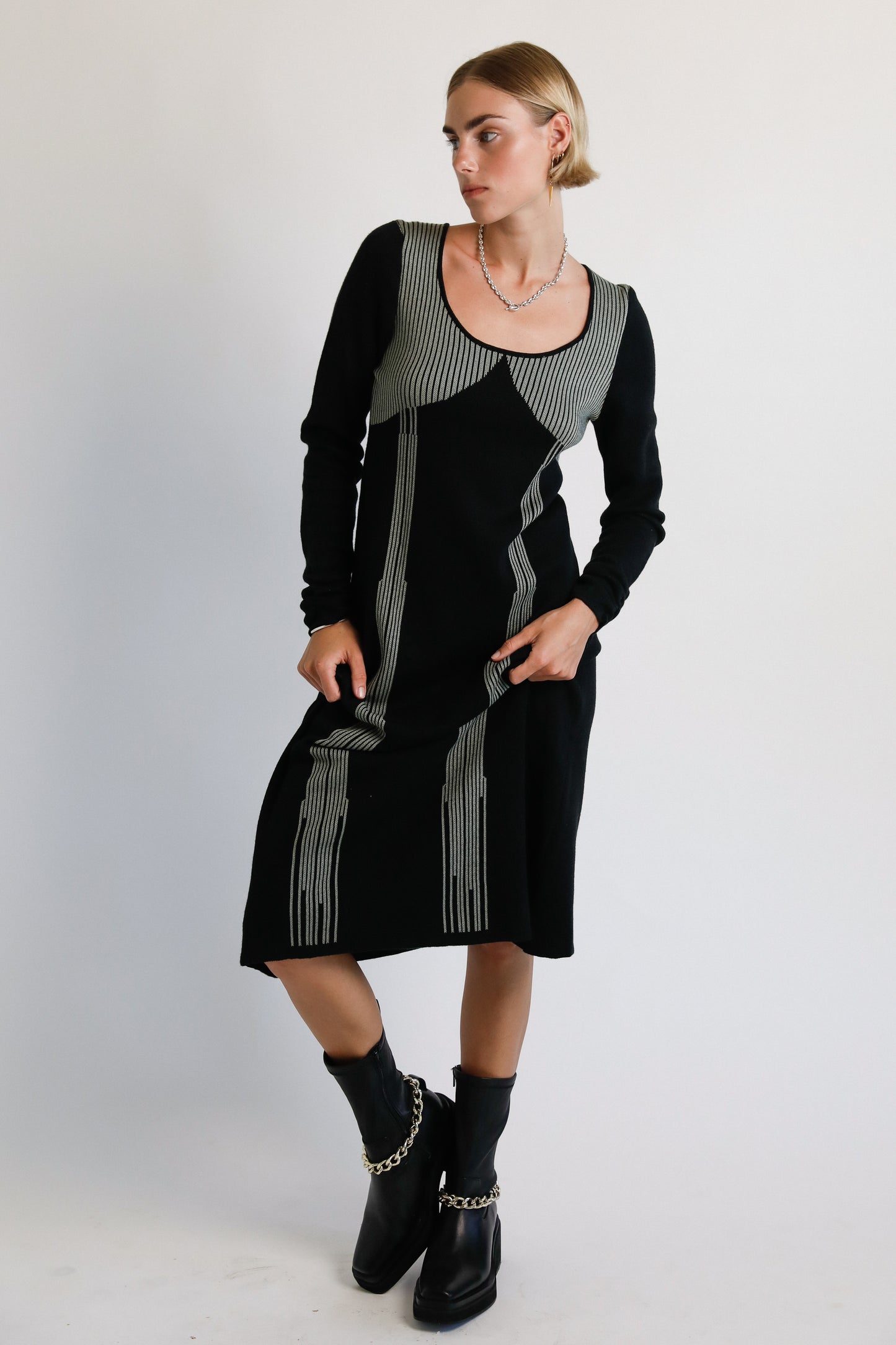 PAULA LS DRESS - BLACK PINE