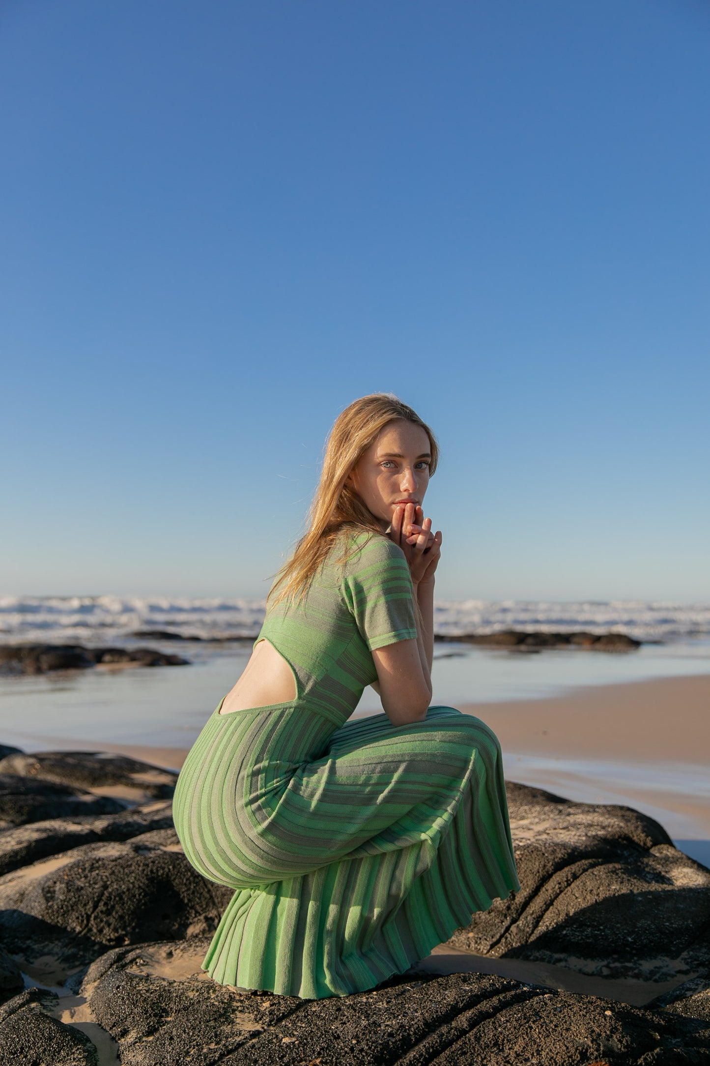 CINDY DRESS - APPLE GREEN PINE