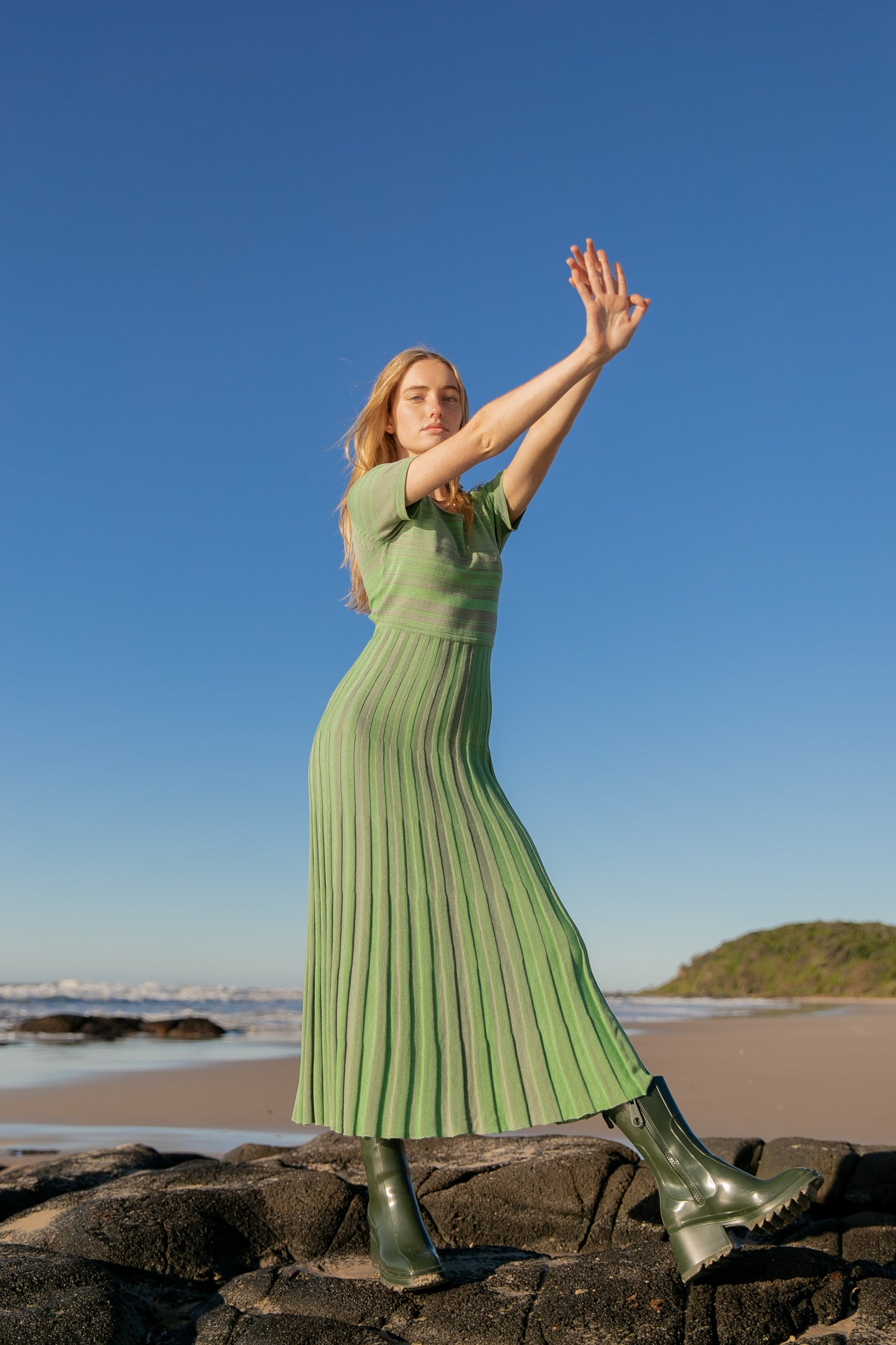 CINDY DRESS - APPLE GREEN PINE