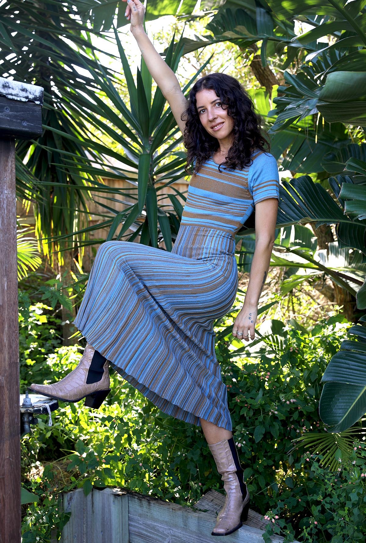 CINDY DRESS - OCEAN GOLD MELANGE