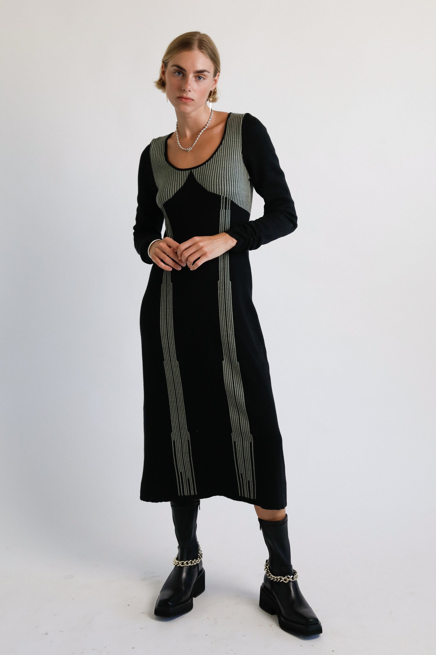 PAULA LS DRESS - BLACK PINE