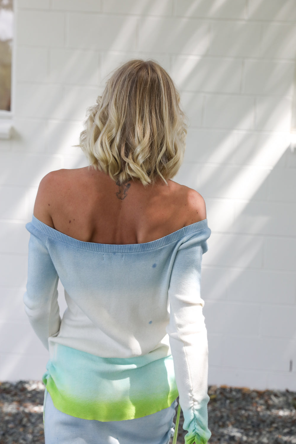 MAXINE OFF SHOULDER LS TOP - OMBRE SEAGRASS